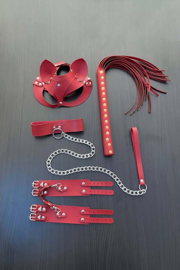 kirmizi fantezi set kirbac kelepce tasma maske takim apft1246 krba kelepe angels passion 128191 40 B