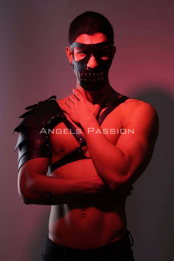 maske detayli tek kol barbar kostum takim erkek deri cosplay takim apftm197 erkek harness angels passion 129974 41 B