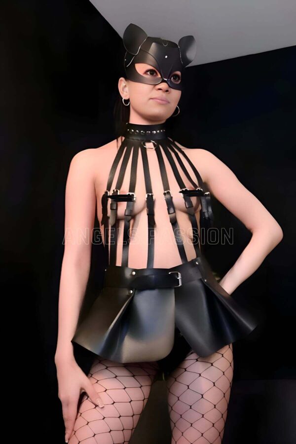 mini etekli body harness ve kedi maske takim apft1313 harness takm angels passion 119692 41 B