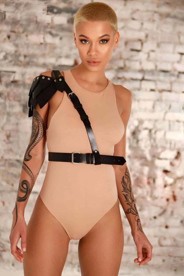 omuzda yaprak detayli sik tek omuz deri kemer apft1033 gs harness angels passion 128671 40 B