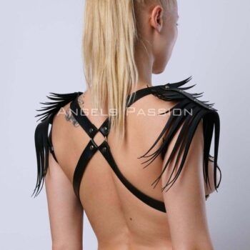Omuzdan Püsküllü Göğüs Harness, Deri Püsküllü Omuz Harness - APFT1240