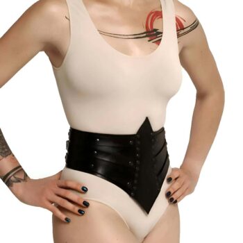 Perçin Detaylı Şık Deri Korse, Seksi Korse Harness - APFT905