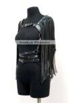 Püskül Detaylı Deri Göğüs Harness