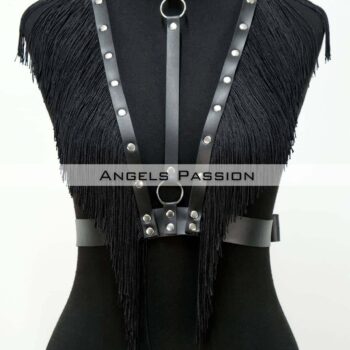 Püskül ve Deri Büstiyer Harness, Püsküllü Clubwear, Deri Büstiyer - APFT767