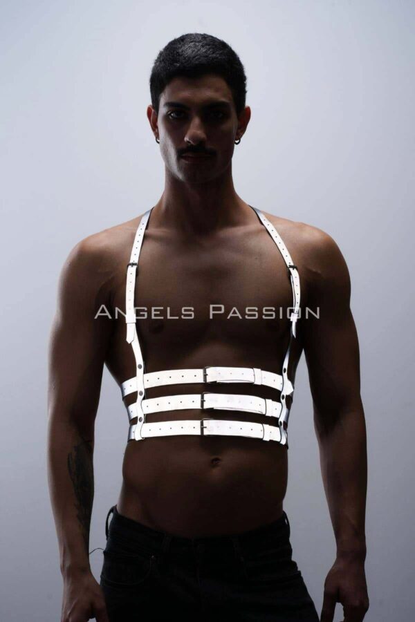 reflektorlu karanlikta parlayan erkek gogus harness parti aksesuar clubwear apftm17 erkek harness angels passion 130618 41 B