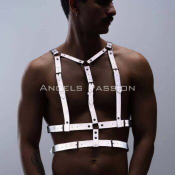 Reflektörlü (Karanlıkta Parlayan) Göğüs Harness, Clubwear, Tarz Erkek Vücut Aksesuar - APFTM40