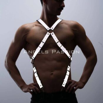 Reflektörlü (Karanlıkta Parlayan) Pantolon Askısı, Reflektörlü Clubwear, Göğüs Harness - APFTM84