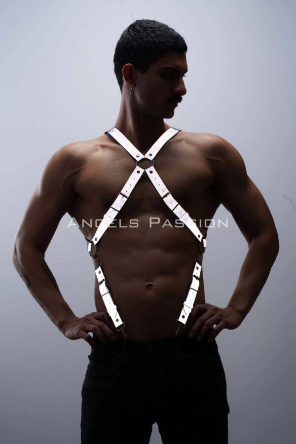 reflektorlu karanlikta parlayan pantolon askisi reflektorlu clubwear gogus harness apftm84 erkek harness angels passion 130420 41 B
