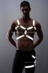 Reflektörlü – Karanlıkta Yansıyan Erkek Göğüs ve Bacak Harness Takım – APFTM199