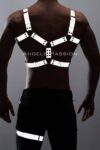 Reflektörlü – Karanlıkta Yansıyan Erkek Göğüs ve Bacak Harness Takım – APFTM199
