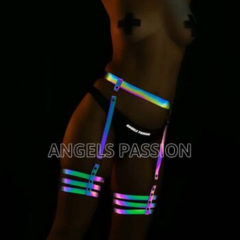 Renkli ve Karanlıkta Işıkla Parlayan Reflektörlü Bacak Harness