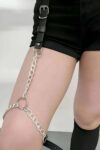 Seksi Deri Zincirli Tek Bacak Harness
