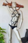 Siyah Deri Fantazi Dansçı Harness Kostüm – APFT514