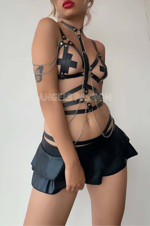 siyah deri korse harness takim apft299 harness takm angels passion 124115 37 B