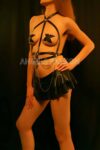 Siyah İç Çamaşır Modelleri Fantazi Deri Harness