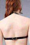 Tasma Halkalı Asimetrik Kesim Deri Sütyen Harness – APFT1226