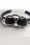 Üçlü Halka Detaylı Ayarlı Şık Deri Choker – APFT681