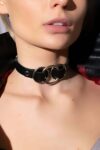 Üçlü Halka Detaylı Ayarlı Şık Deri Choker – APFT681
