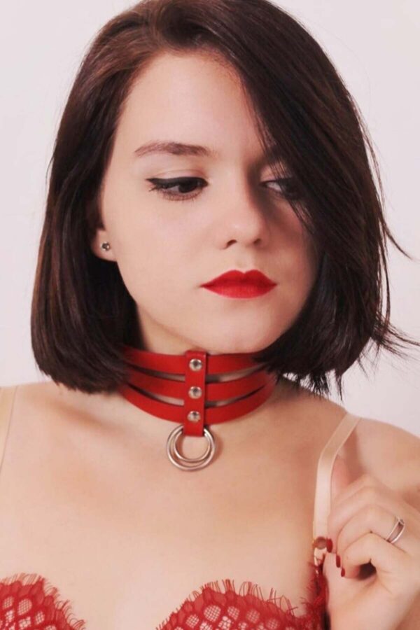 uclu ince serit halka detayli deri choker apft676 choker angels passion 98367 39 B