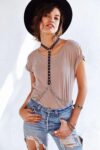 Zımba ve Zincir Detaylı Boyundan Askılı Deri Harness – APFT840