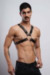 Zincir Detaylı Deri Erkek Göğüs Harness