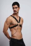 Zincir Detaylı Deri Erkek Göğüs Harness