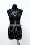Zincir Detaylı Deri Göğüs Harness