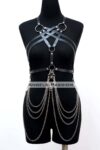 Zincir Detaylı Deri Göğüs Harness