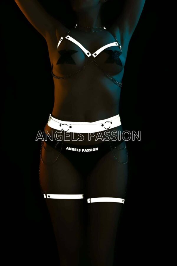 zincir detayli reflektorlu sik harness takim apft486 reflektrl harness angels passion 124807 39 B