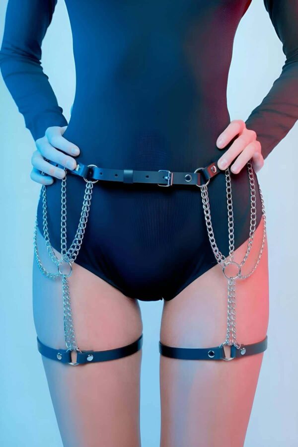 zincir detayli seksi deri belden askili bacak jartiyer harness apft1323 jartiyer harness angels passion 124811 41 B