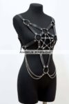 Zincir Detaylı Şık Deri Göğüs Harness