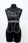 Zincir Detaylı Şık Deri Göğüs Harness