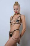 Zincir Detaylı Şık Lastik Harness Takım