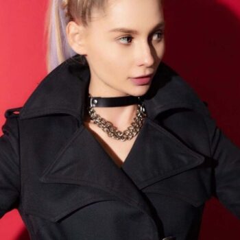 Zincir Detaylı Zarif Deri Choker Tasma - APFT668-S1