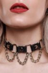 Zincir Ve Halka Detaylı Deri Choker Tasma Boyunluk Aksesuar – APFT662