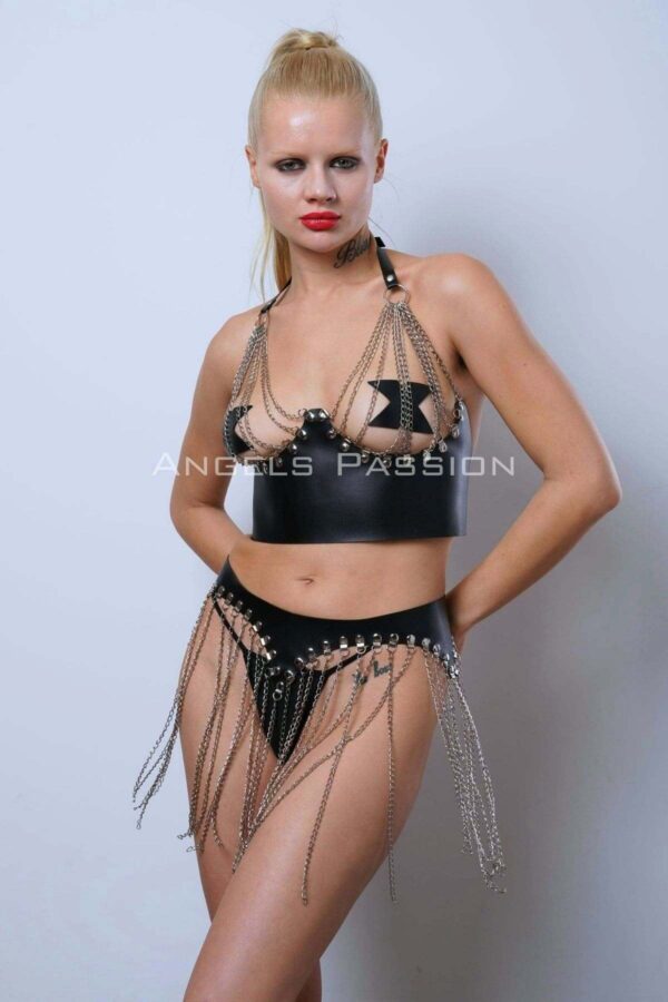 zincirli bustiyer etek takim sik deri etek ve bustiyer apft994 harness takm angels passion 129117 41 B
