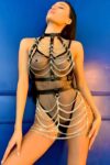 Zincirli Crop ve Etek Harness Alt Üst Takım