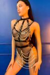Zincirli Crop ve Etek Harness Alt Üst Takım