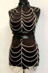 Zincirli Crop ve Etek Harness Alt Üst Takım