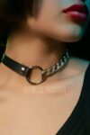 Zincirli Deri Choker