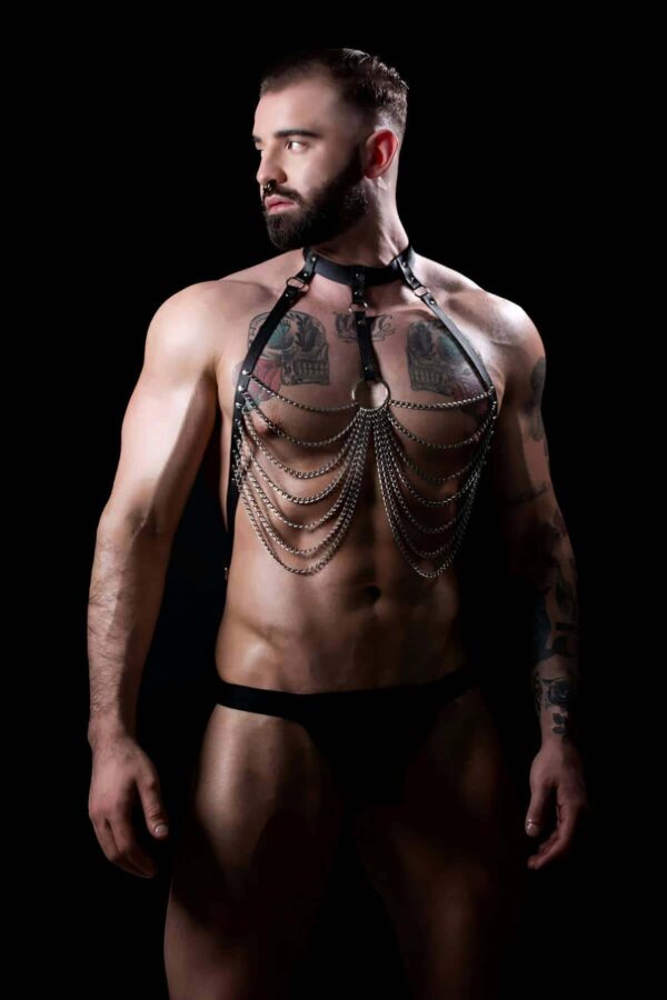 zincirli erkek deri fantazi giyim apftm74 erkek harness angels passion 124949 38 B