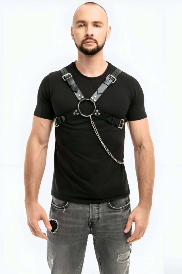 zincirli fantazi deri erkek gogus harness apftm95 erkek harness angels passion 125004 40 B