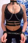 Zincirli Göğüs Detaylı Fantezi Kelepçeli Deri Harness – APFT720-S1