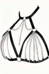 Zincirli Lastik Seksi Göğüs Harness – APFT805