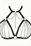 Zincirli Lastik Seksi Göğüs Harness – APFT805
