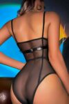 Zincirli Siyah Deri Göğüs Harness – APFT823
