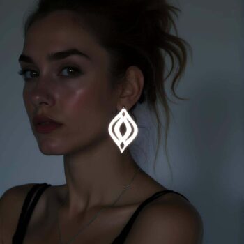 Beyaz Reflektörlü Motif Damla Küpe, Şık Lazer Kesim Küpe - APBJ008