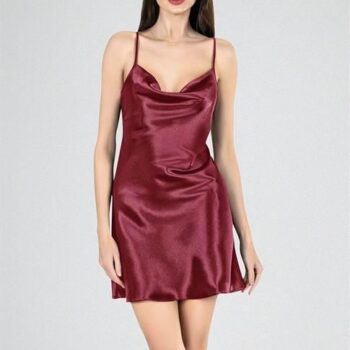 Aria's Closet Kısa Gecelik Degaje Bordo 7740