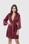 Aria’s Closet Bordo Kısa Saten Sabahlık