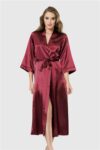 Aria’s Closet Bordo Uzun Saten Sabahlık